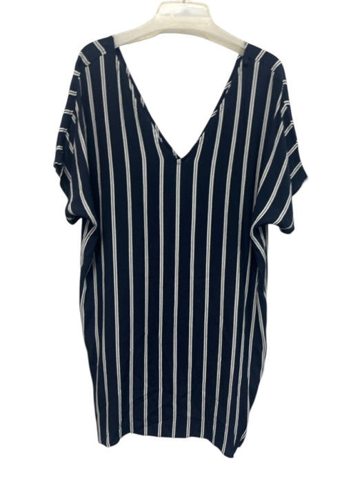 Madewell Size M Navy Blue & White Viscose Stripe Dolman Sleeve Shift Dress Navy Blue & White / M