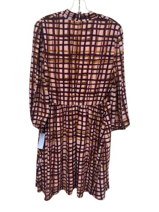 Gal Meets Glam Size 8 Pink, Purple, Orange Polyester Plaid Neck Tie Dress Pink, Purple, Orange / 8