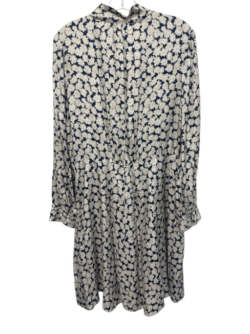Tailored by Rebecca Taylor Size 10 Cream & Navy Blue Silk Blend Floral Dress Cream & Navy Blue / 10