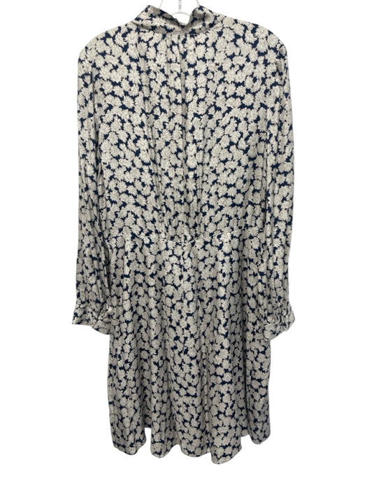Tailored by Rebecca Taylor Size 10 Cream & Navy Blue Silk Blend Floral Dress Cream & Navy Blue / 10