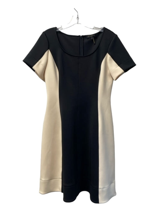 Donna Karan Size 6 Black & Cream Polyester Blend Scoop Neck Back Zip Dress Black & Cream / 6