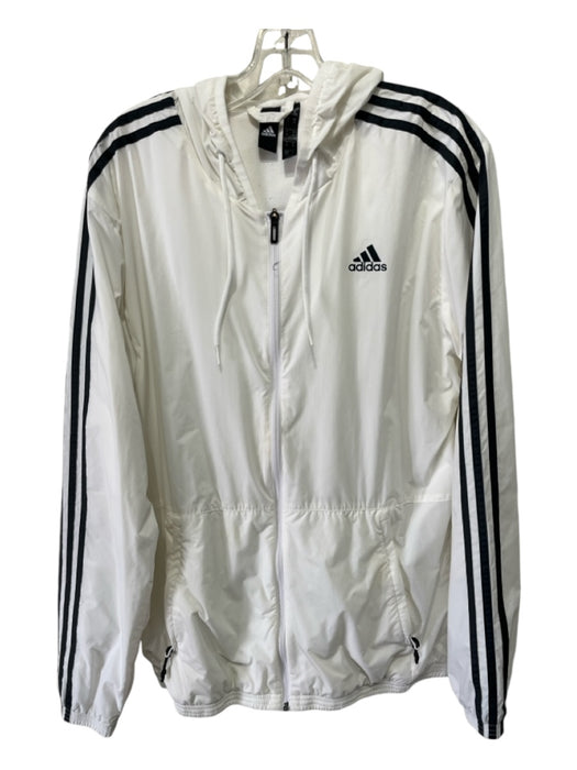 Adidas Size M White & Black Nylon Hoodie Men's Jacket M