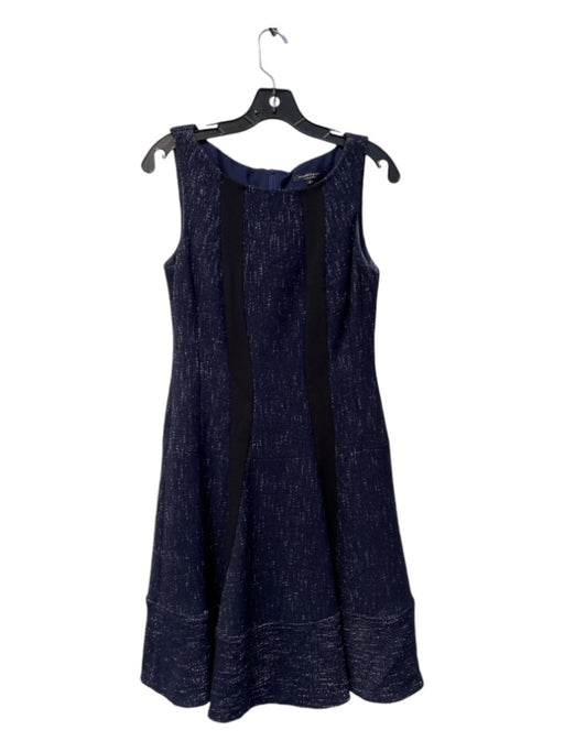 Nanette Lepore Size 8 Navy & Black Polyester Blend Sleeveless Boat Neck Dress Navy & Black / 8