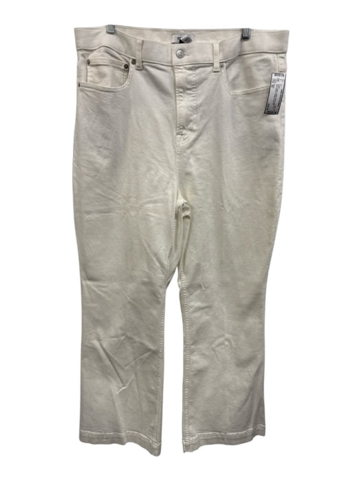 Spanx Size 20 White Cotton Denim High Rise Zip & Button Straight Pants White / 20