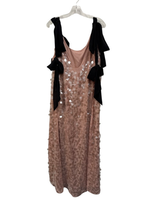 Eloquii Size 16 Blush Pink & Black Polyester Sleeveless Paillettes Midi Dress Blush Pink & Black / 16