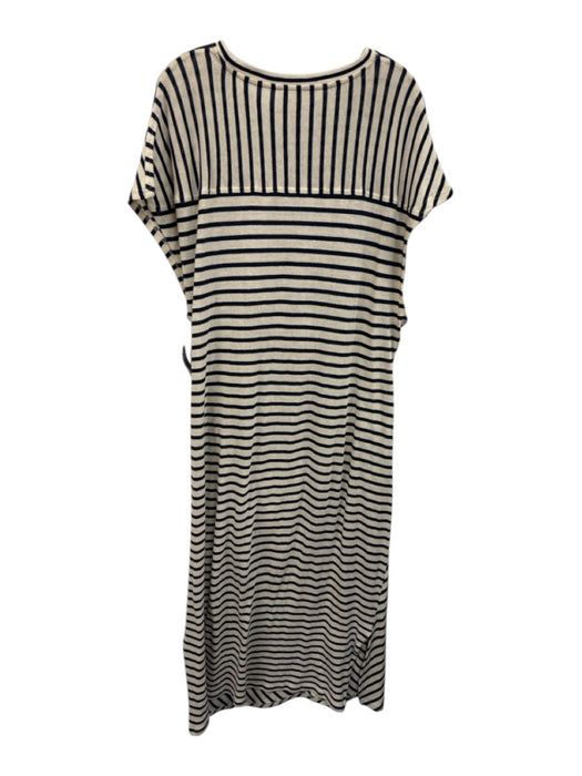 A Piece Apart Size 2X Cream & Navy Organic Cotton Cap Sleeve Boatneck Maxi Dress Cream & Navy / 2X