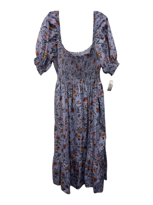Hill House Size XL Purple, Orange & Green Cotton Short Balloon Sleeve Dress Purple, Orange & Green / XL