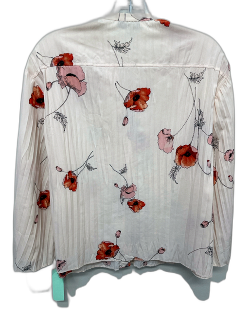 Vince Size XS Pink & Red Polyester 3/4 Sleeve Floral Print Pleated Buttons Top Pink & Red / XS