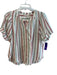 XiRENA Size XS White, Pink & Green Cotton Striped Button Down Short Sleeve Top White, Pink & Green / XS