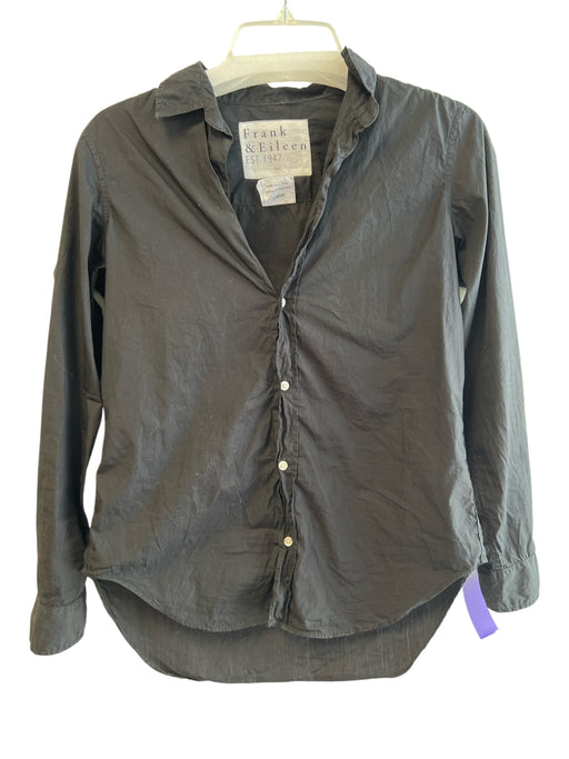 Frank & Eilen Size XS Black Cotton Button Down Long Sleeve Collared Top Black / XS