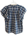 Trovata Birds of Paradis Size XS Blue & White Cotton Plaid Round Split Neck Top Blue & White / XS