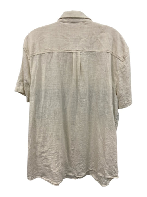 Marine Layer Size L Cream, Green, Purple Cotton Short Sleeve Stripe Buttons Top Cream, Green, Purple / L