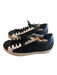 P448 Shoe Size 37 Black Leather Rubber Glitter Lace Up Sneaker Shoes Black / 37