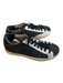 P448 Shoe Size 37 Black Leather Rubber Glitter Lace Up Sneaker Shoes Black / 37