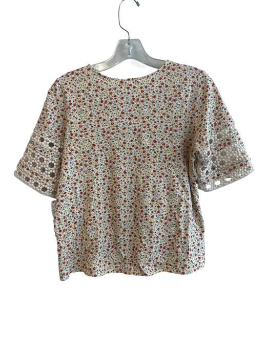 Sezane Size S Multi 100% Cotton Polyester Yoke Detail Round Neck Flowy Top Multi / S