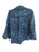 Sandro Size 0 Blue 100% Silk Floral Ruffle collar Blouse Top Blue / 0