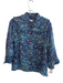 Sandro Size 0 Blue 100% Silk Floral Ruffle collar Blouse Top Blue / 0