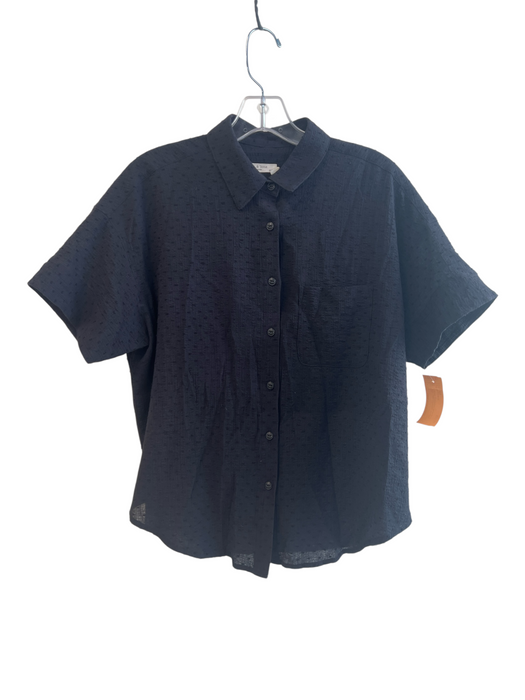 Rag & Bone Size XS Black Cotton & Polyester Swiss Dot Collared Short Sleeve Top Black / XS
