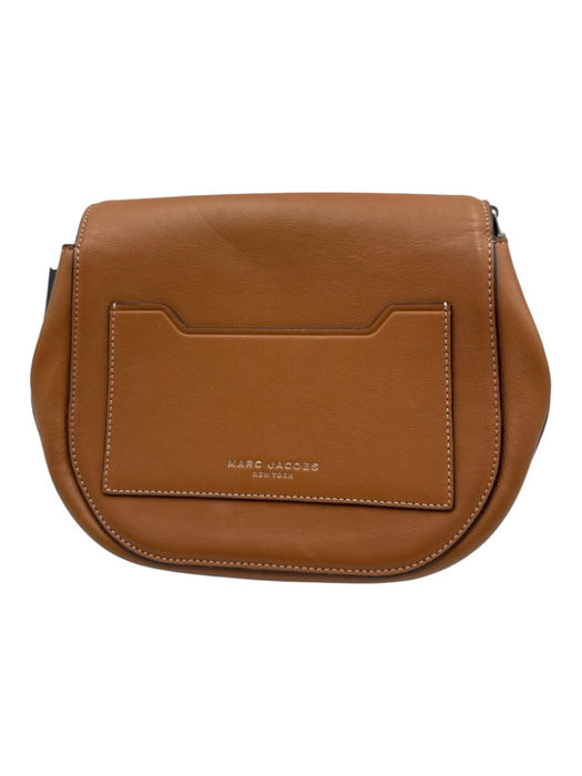 Marc Jacobs Brown Leather Turnlock Shoulder silver hardware Bag Brown