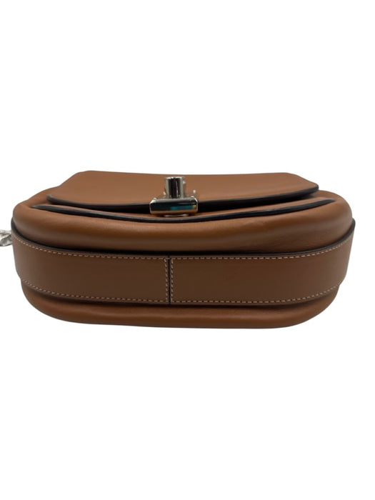 Marc Jacobs Brown Leather Turnlock Shoulder silver hardware Bag Brown