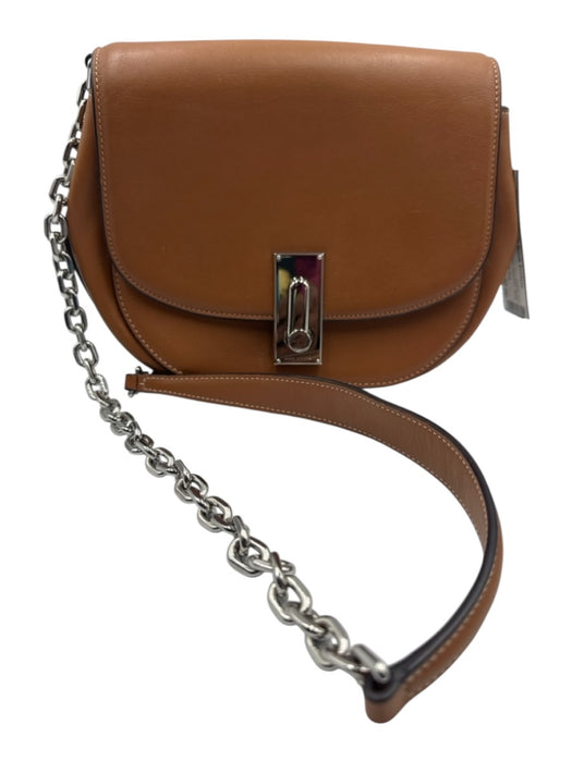 Marc Jacobs Brown Leather Turnlock Shoulder silver hardware Bag Brown