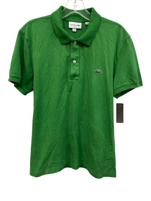 Lacoste Size L Green Cotton 1/4 Button polo Short Sleeve Patch Logo Top Green / L