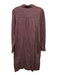 A.P.C Size S Burgundy Cotton Striped Button Front Long Sleeve Collared Dress Burgundy / S