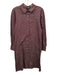 A.P.C Size S Burgundy Cotton Striped Button Front Long Sleeve Collared Dress Burgundy / S