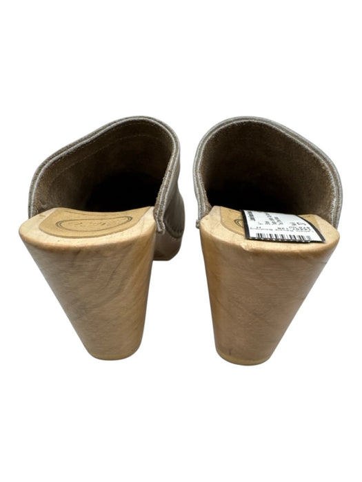 No.6 Shoe Size 37 Taupe Leather Clog Block Heel Round Toe Shoes Taupe / 37