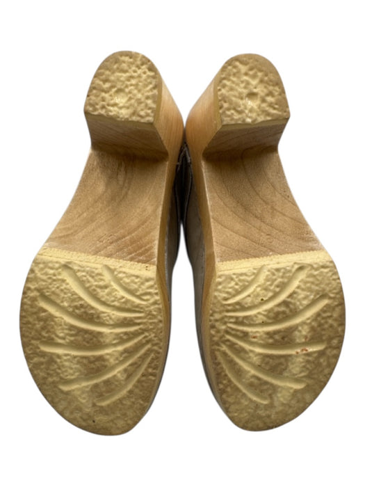 No.6 Shoe Size 37 Taupe Leather Clog Block Heel Round Toe Shoes Taupe / 37