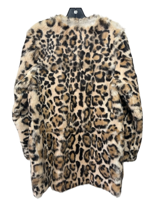 Adrienne Landau Size S Beige, Black, White Rabbit Fur Snaps Animal Print Jacket Beige, Black, White / S