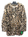 Adrienne Landau Size S Beige, Black, White Rabbit Fur Snaps Animal Print Jacket Beige, Black, White / S