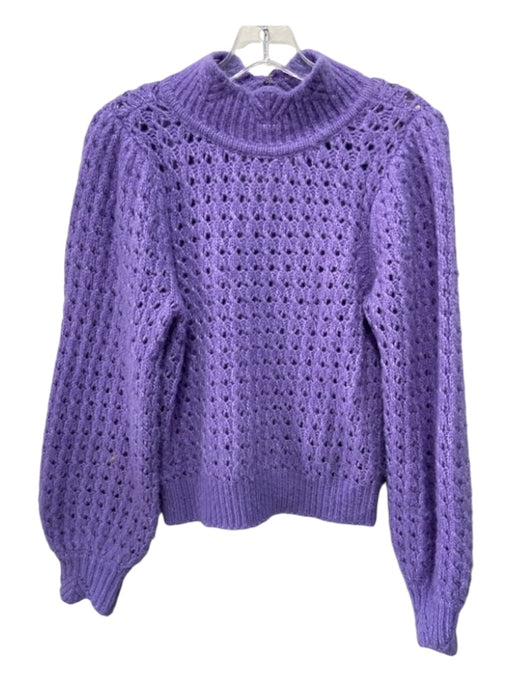 Dh New York Size XS Purple Open Knit Collar Back button Long Puff Sleeve Sweater Purple / XS