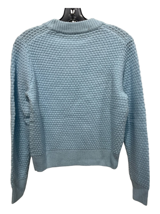 White + Warren Size XS Light Blue Cashmere Textured Knit Crew Neck Sweater Light Blue / XS