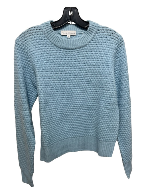 White + Warren Size XS Light Blue Cashmere Textured Knit Crew Neck Sweater Light Blue / XS