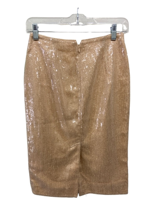 Milly Size 0 Gold Metallic Blend Fully Sequined Back Zip Knee Length Skirt Gold / 0