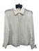 Alice + Olivia Size XS White Silk Button Pearl Detail Collar Frayed Top White / XS