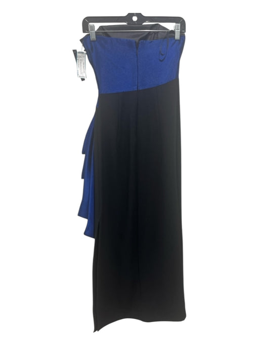 Shoshanna Midnight Size 0 Black & Blue Polyester Pleated Detail Strapless Gown Black & Blue / 0