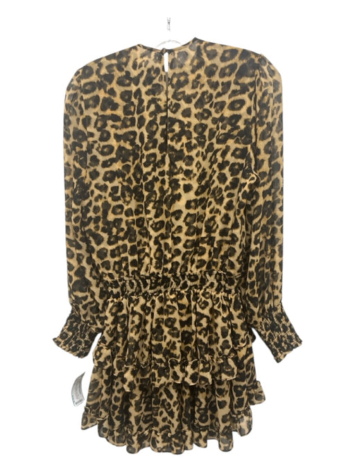 Misa Size XS Brown & Black Polyester Back Keyhole Animal Print Long Sleeve Dress Brown & Black / XS