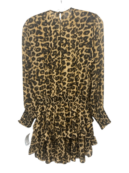 Misa Size XS Brown & Black Polyester Back Keyhole Animal Print Long Sleeve Dress Brown & Black / XS