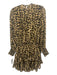 Misa Size XS Brown & Black Polyester Back Keyhole Animal Print Long Sleeve Dress Brown & Black / XS