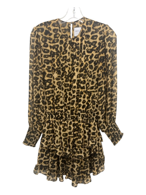 Misa Size XS Brown & Black Polyester Back Keyhole Animal Print Long Sleeve Dress Brown & Black / XS