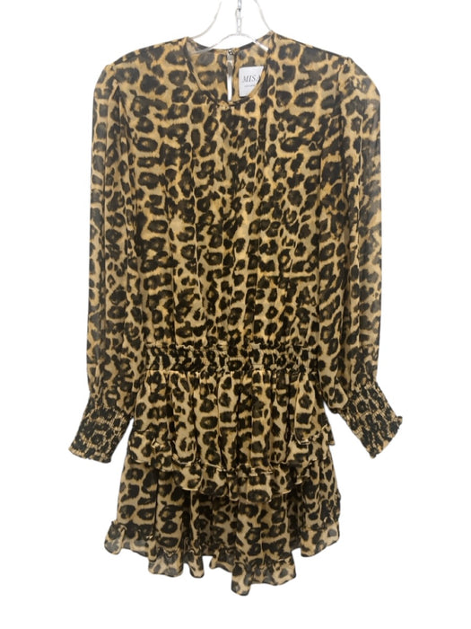 Misa Size XS Brown & Black Polyester Back Keyhole Animal Print Long Sleeve Dress Brown & Black / XS