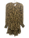 Misa Size XS Brown & Black Polyester Back Keyhole Animal Print Long Sleeve Dress Brown & Black / XS