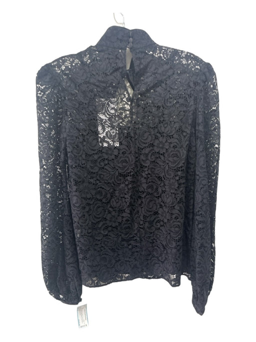 Saloni Size 0 Black Polyester Lace Overlay High Neck Front keyhole Top Black / 0