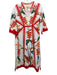 Isla Payal Size XS White, Red & Green Cotton 1/2 Sleeve Floral V Neck Maxi Dress White, Red & Green / XS