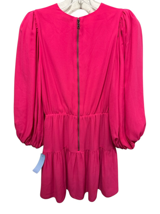 Alice + Olivia Size 2 Hot pink Cotton & Silk Long Balloon Sleeve Tiered Dress Hot pink / 2
