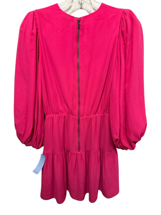 Alice + Olivia Size 2 Hot pink Cotton & Silk Long Balloon Sleeve Tiered Dress Hot pink / 2