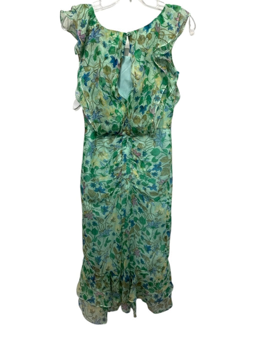 Saloni Size 4 Mint Green, Green & Multi Silk Chiffon Floral Maxi Dress Mint Green, Green & Multi / 4