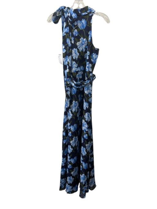 Sachin & Babi Size 0 Navy, Light Blue & Green Polyester Sleeveless Floral Dress Navy, Light Blue & Green / 0